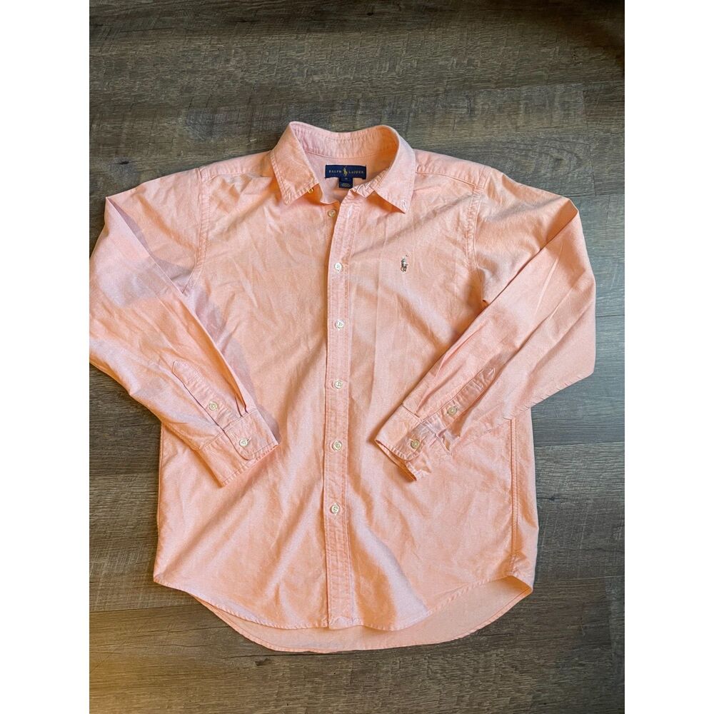 Ralph Lauren Boys Sz 18 Button Down Orange Shirt